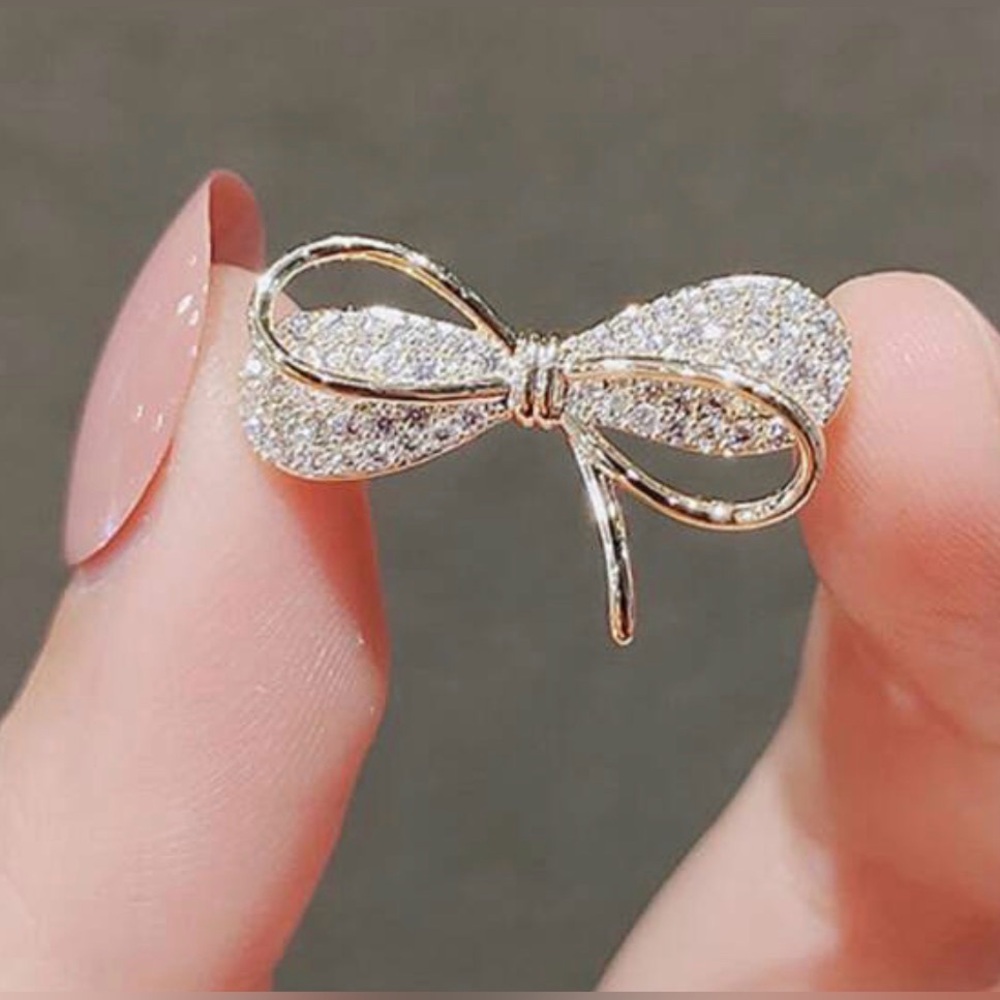 BOW Brooch pin Bling Purse bag scarf clip rhinestone diamond jewelry knot gift